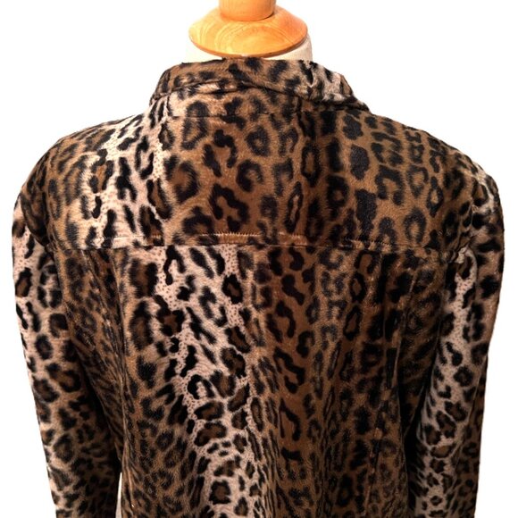 Chicos Women's Faux Fur Swing Coat Jacket Leopard Animal Print Size 3 (US 16) - Picture 7 of 11